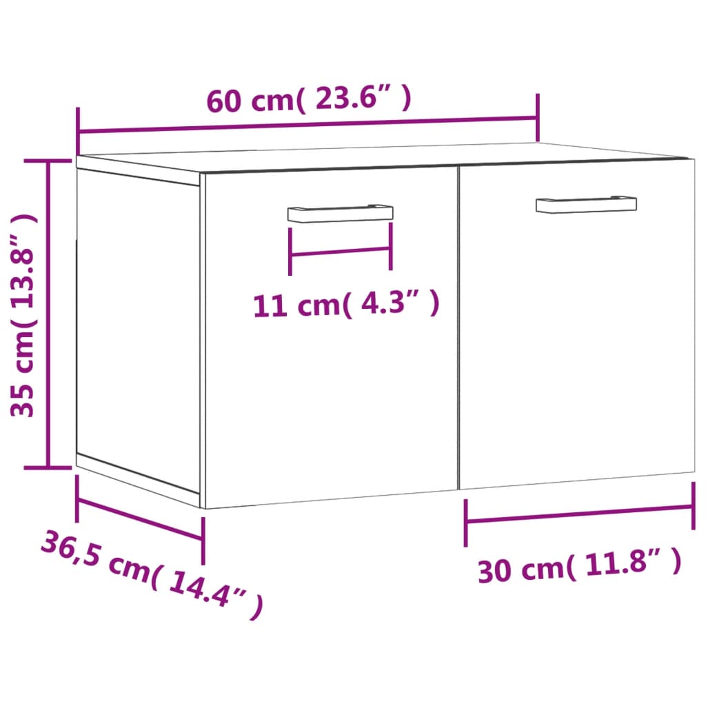 Veggskap Sonoma Eik 60X36,5X35 Cm Konstruert Tre