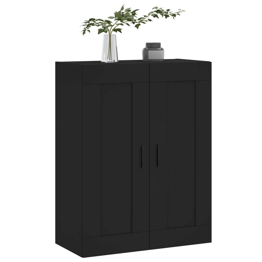 Veggmontert Skap Svart 69,5X34X90 Cm Konstruert Tre
