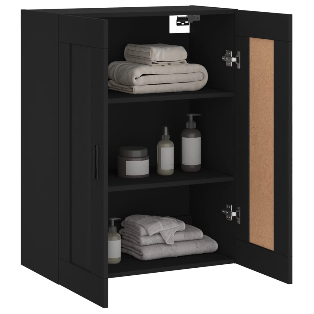 Veggmontert Skap Svart 69,5X34X90 Cm Konstruert Tre