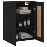 Veggmontert Skap Svart 69,5X34X90 Cm Konstruert Tre