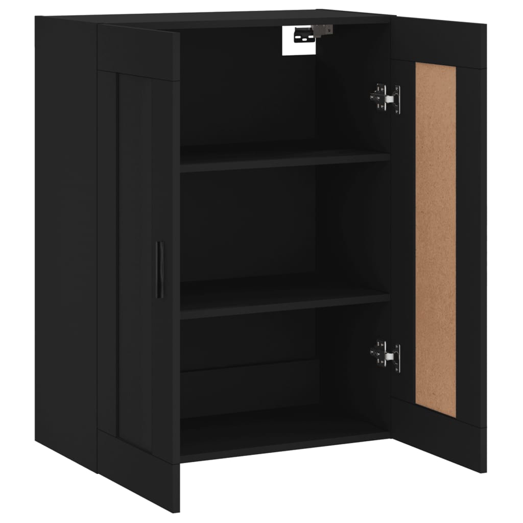 Veggmontert Skap Svart 69,5X34X90 Cm Konstruert Tre