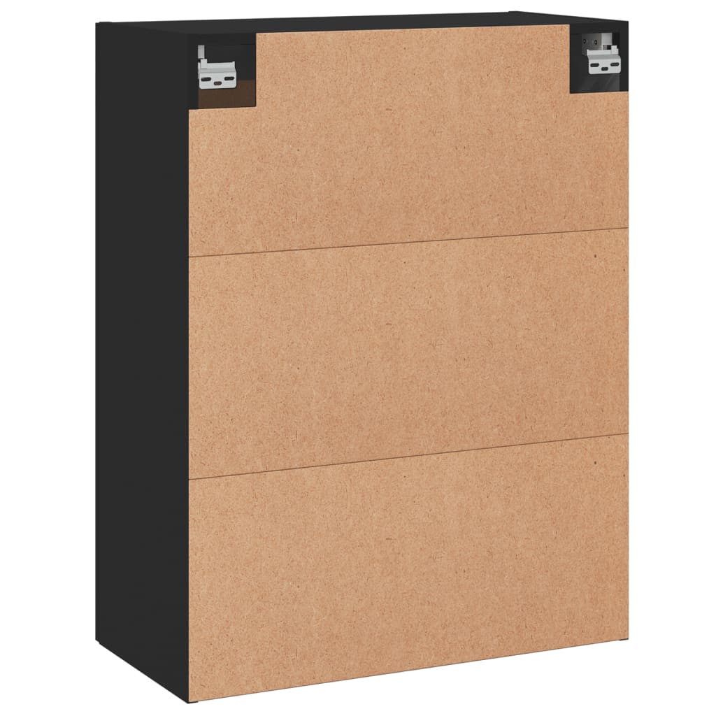Veggmontert Skap Svart 69,5X34X90 Cm Konstruert Tre