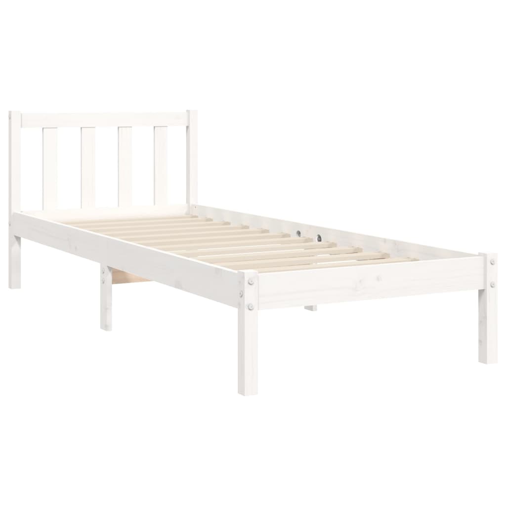 Sengeramme Uten Madrass Hvit 90X200 Cm Heltre Furu