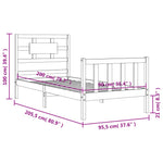 Sengeramme Uten Madrass Hvit 90X200 Cm Heltre Furu