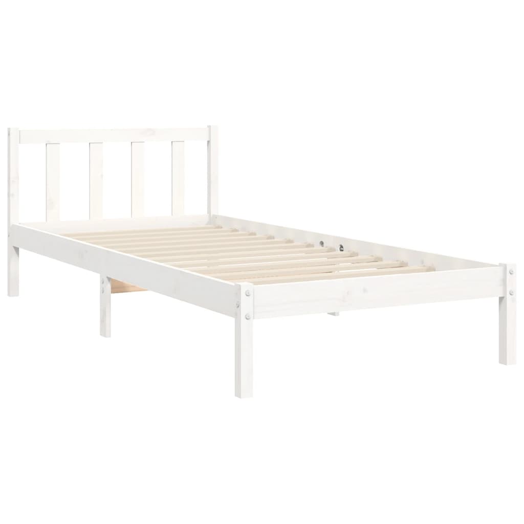 Sengeramme Uten Madrass Hvit 90X200 Cm Heltre Furu