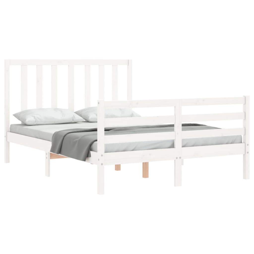 Sengeramme Uten Madrass Hvit 140X190 Cm Heltre Furu