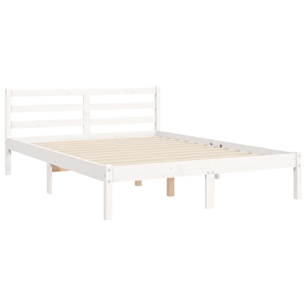 Sengeramme Uten Madrass Hvit 140X190 Cm Heltre Furu