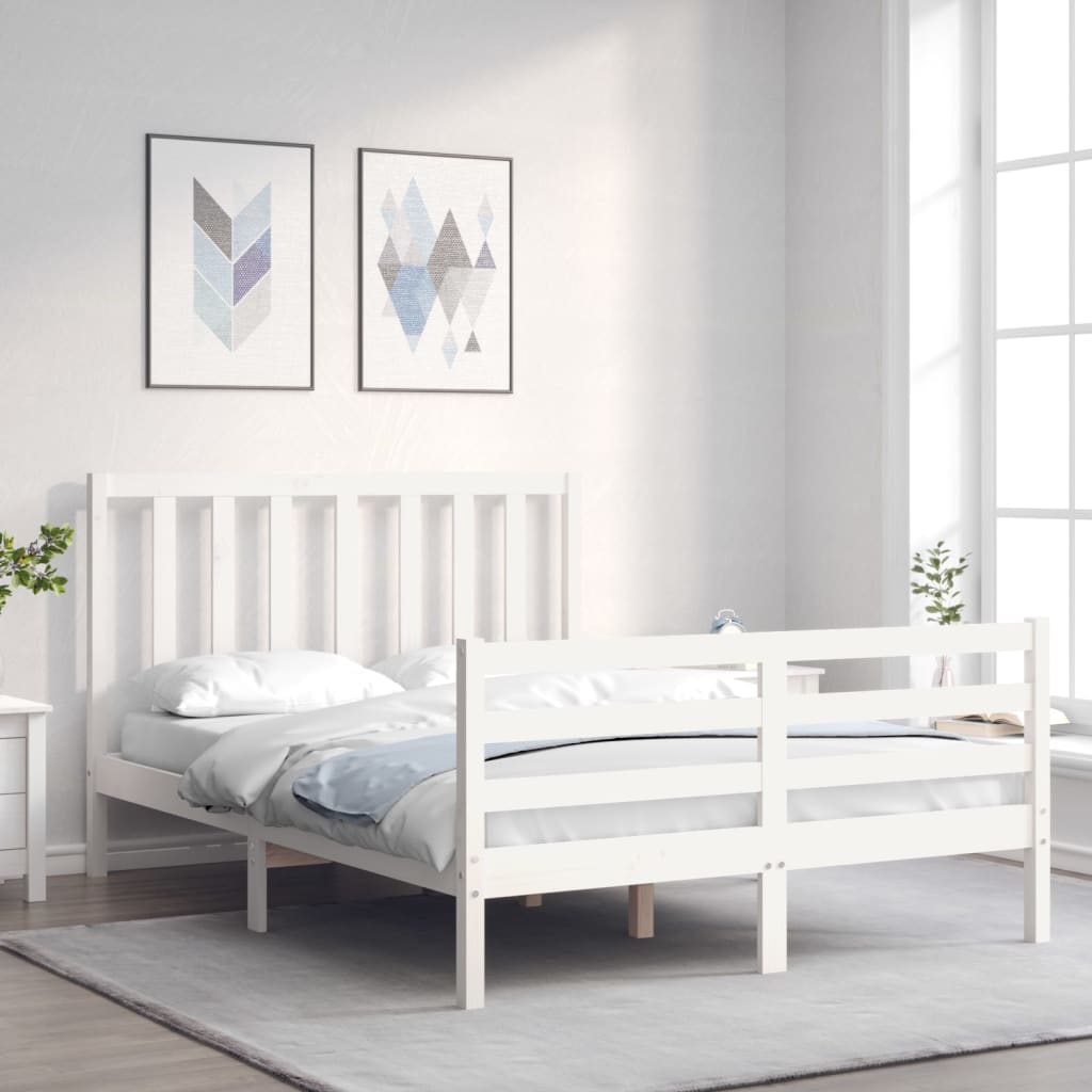 Sengeramme Uten Madrass Hvit 140X190 Cm Heltre Furu