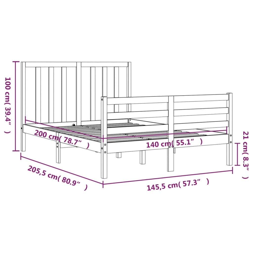 Sengeramme Uten Madrass Hvit 140X200 Cm Heltre Furu