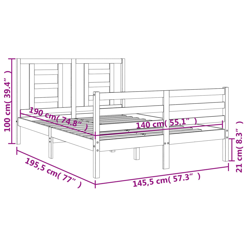 Sengeramme Med Hodegavl Hvit 140X190 Cm Heltre