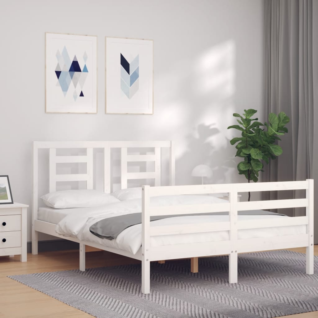 Sengeramme Med Hodegavl Hvit 140X190 Cm Heltre