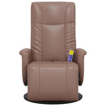 Lenestol Med Massasjefunksjon Og Fotstøtte Brun Kunstlær