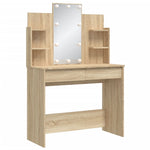 Sminkebord Med Led-Lys Sonoma Eik 96X40X142 Cm
