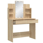 Sminkebord Med Led-Lys Sonoma Eik 96X40X142 Cm