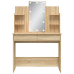 Sminkebord Med Led-Lys Sonoma Eik 96X40X142 Cm