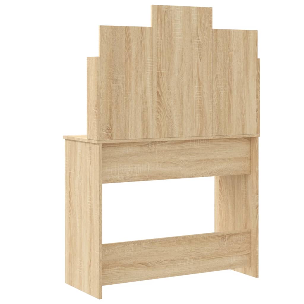 Sminkebord Med Led-Lys Sonoma Eik 96X40X142 Cm