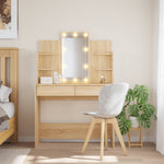 Sminkebord Med Led-Lys Sonoma Eik 96X40X142 Cm