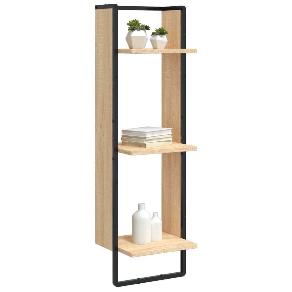 Vegghylle 3 Etasjer Sonoma Eik 30X25X100 Cm Konstruert Tre