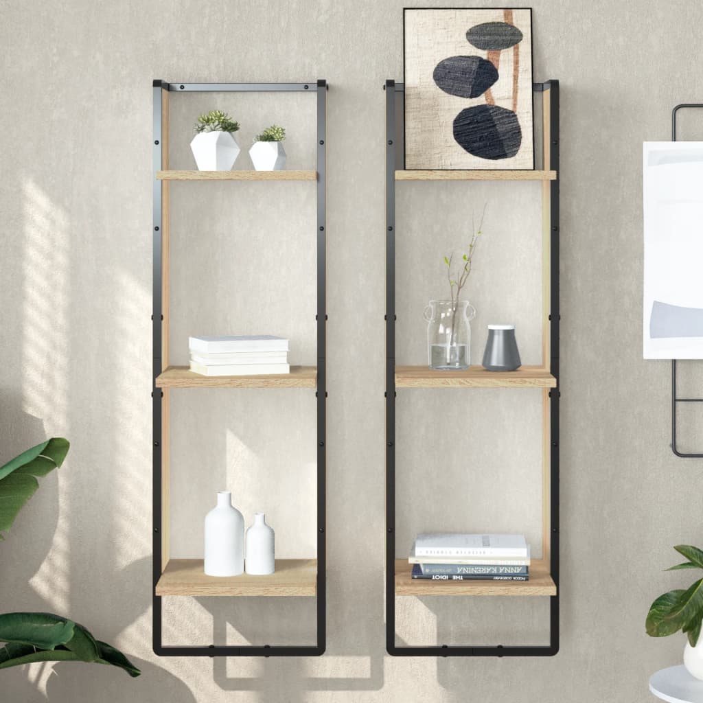 Vegghylle 3 Etasjer Sonoma Eik 30X25X100 Cm Konstruert Tre