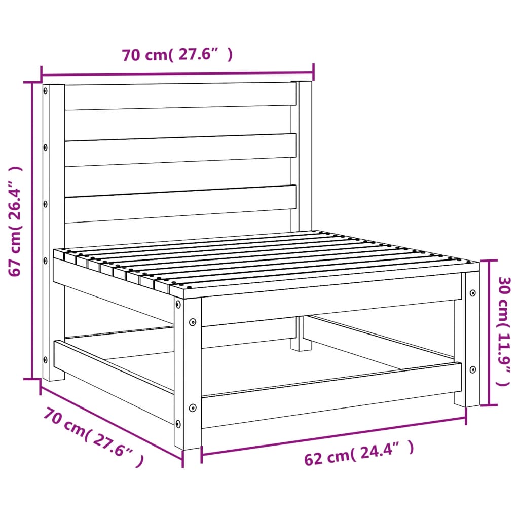 Hagesofaer Uten Armlener 2 Stk 70X70X67 Cm Heltre Furu