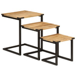 Stablebare Salongbord 3 Stk Heltre Mango Og Jern