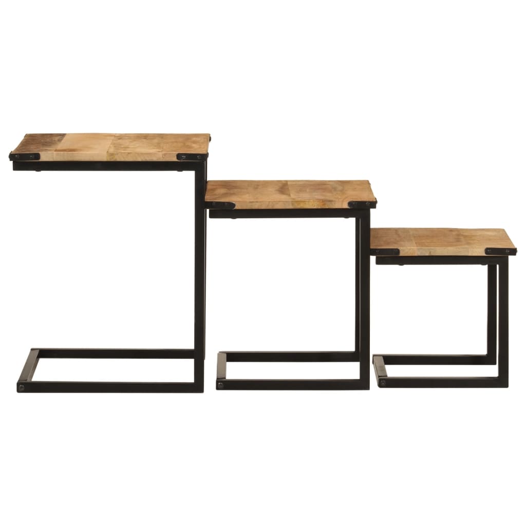Stablebare Salongbord 3 Stk Heltre Mango Og Jern