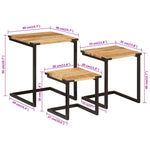 Stablebare Salongbord 3 Stk Heltre Mango Og Jern