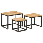 Stablebare Salongbord 3 Stk Heltre Mango Og Jern