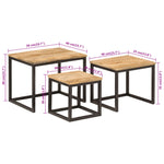 Stablebare Salongbord 3 Stk Heltre Mango Og Jern