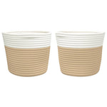 Oppbevaringskurver 2 Stk Beige Og Hvit Ø24X18 Cm Bomull