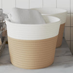 Oppbevaringskurver 2 Stk Beige Og Hvit Ø24X18 Cm Bomull