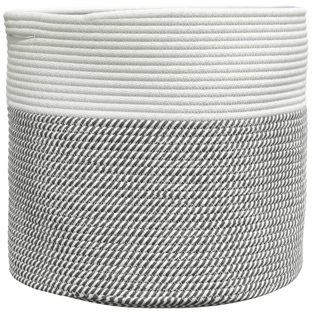 Oppbevaringskurv Grå Og Hvit Ø40X35 Cm Bomull