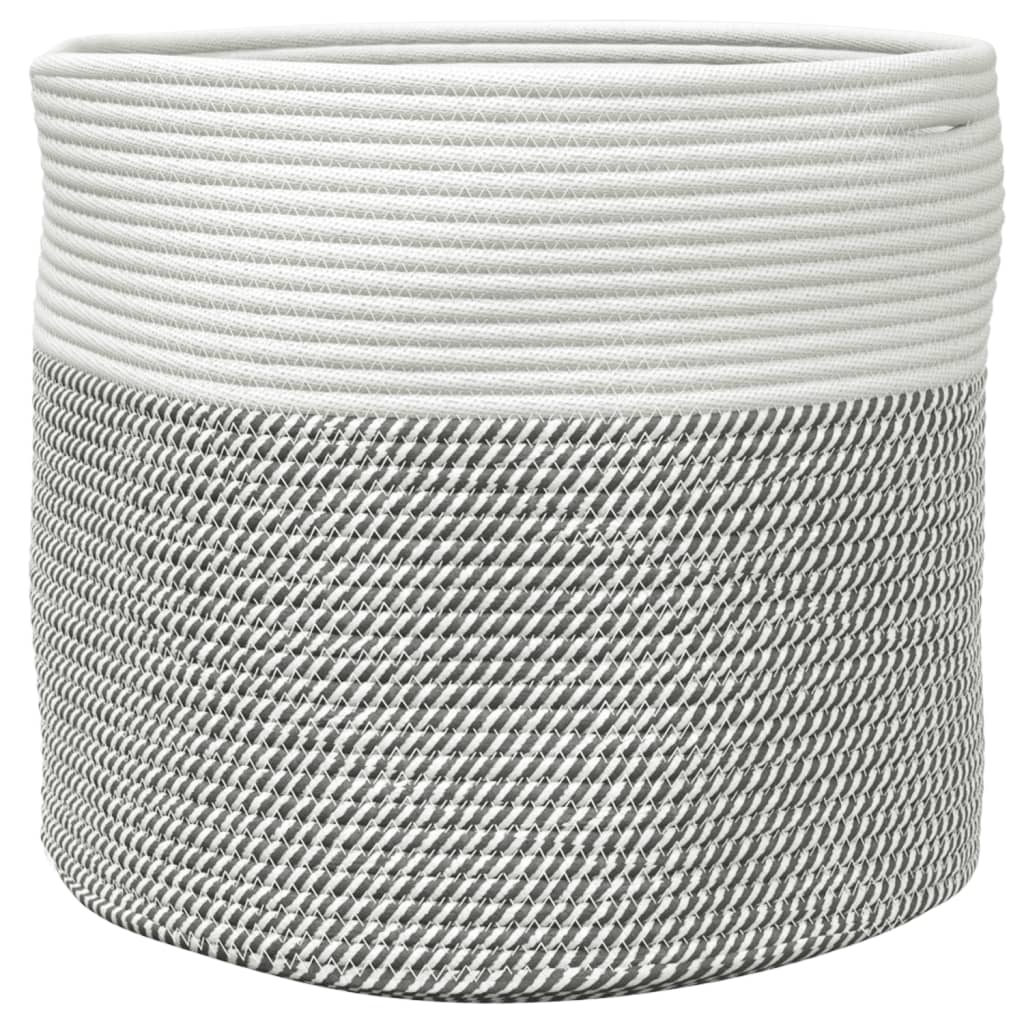 Oppbevaringskurv Grå Og Hvit Ø40X35 Cm Bomull