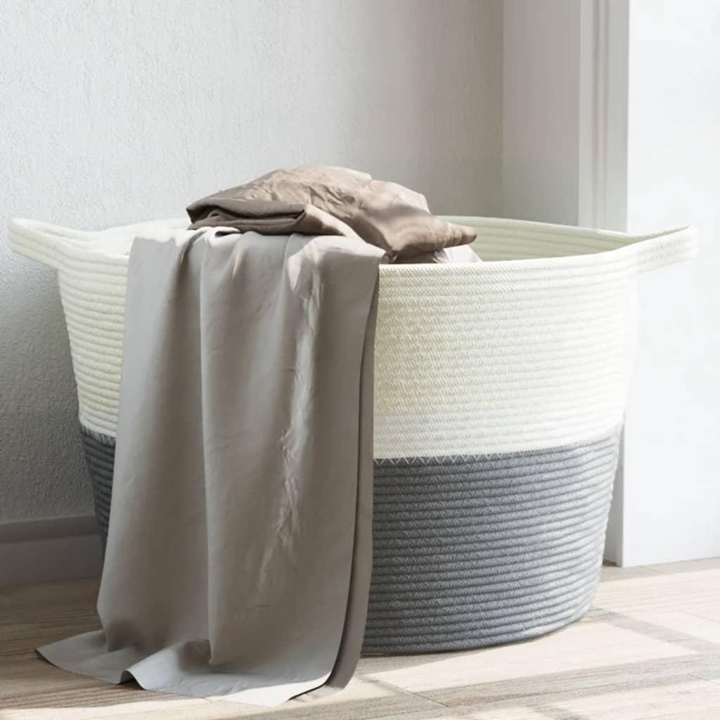 Skittentøyskurv Grå Og Hvit Ø60X36 Cm Bomull
