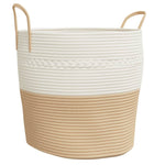 Oppbevaringskurv Beige Og Hvit Ø43X38 Cm Bomull