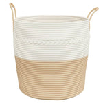 Oppbevaringskurv Beige Og Hvit Ø43X38 Cm Bomull