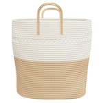 Oppbevaringskurv Beige Og Hvit Ø43X38 Cm Bomull