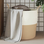 Oppbevaringskurv Beige Og Hvit Ø43X38 Cm Bomull