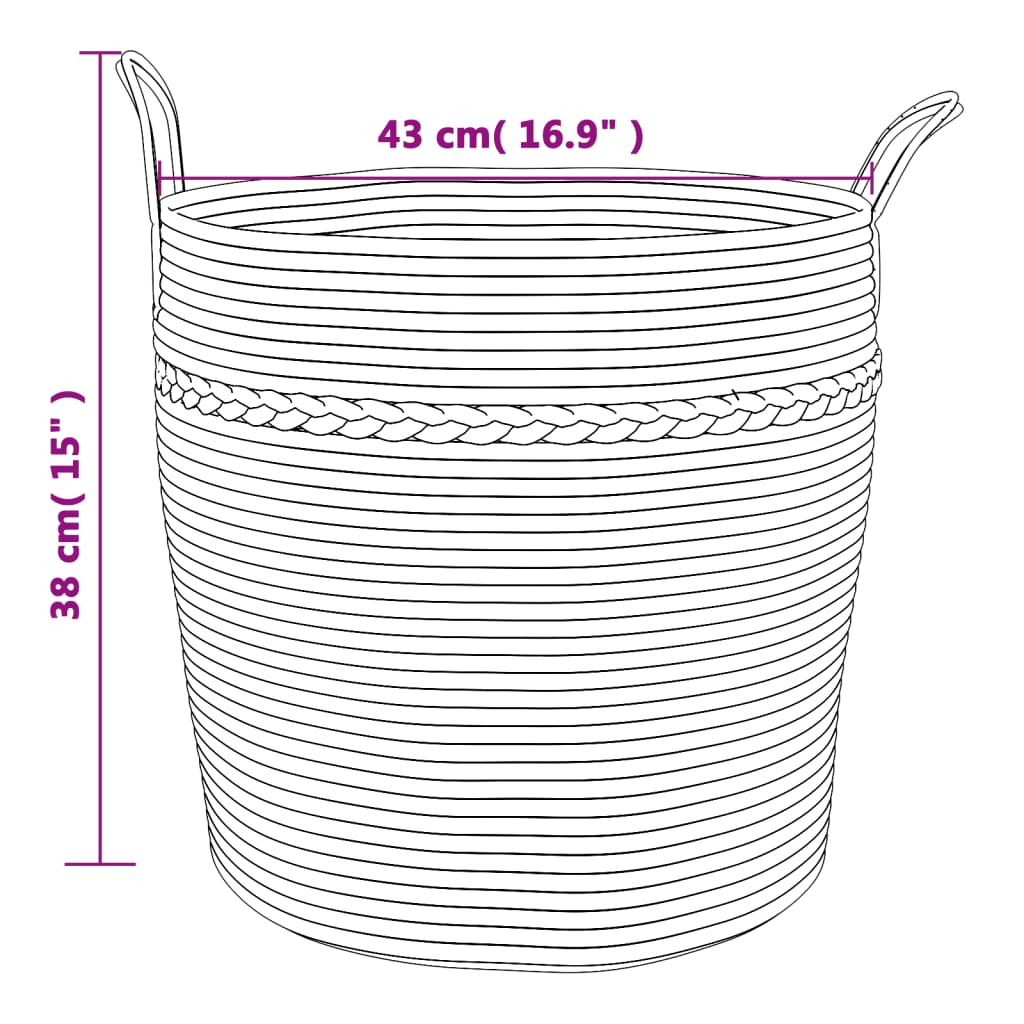 Oppbevaringskurv Brun Og Hvit Ø43X38 Cm Bomull