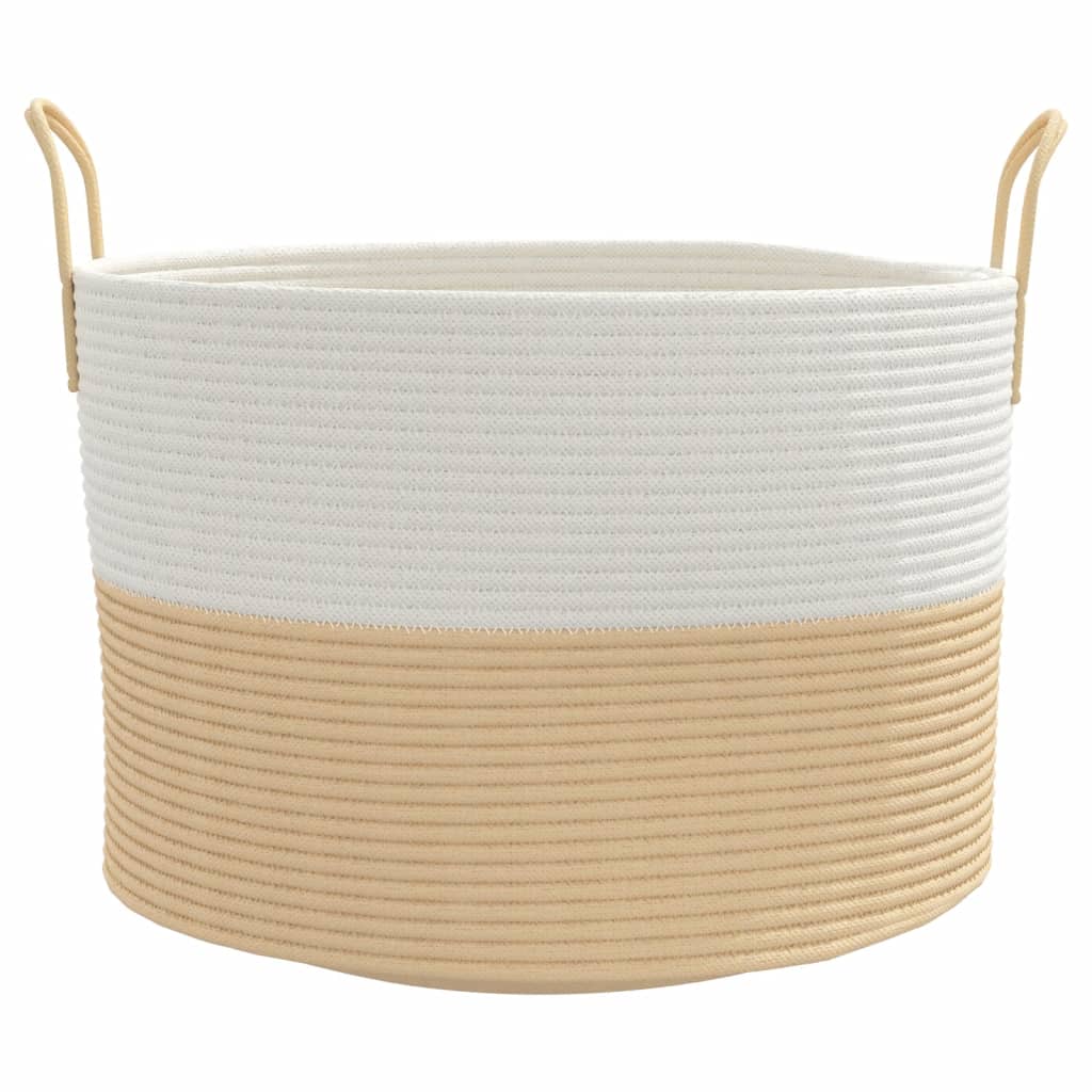 Oppbevaringskurv Beige Og Hvit Ø51X33 Cm Bomull