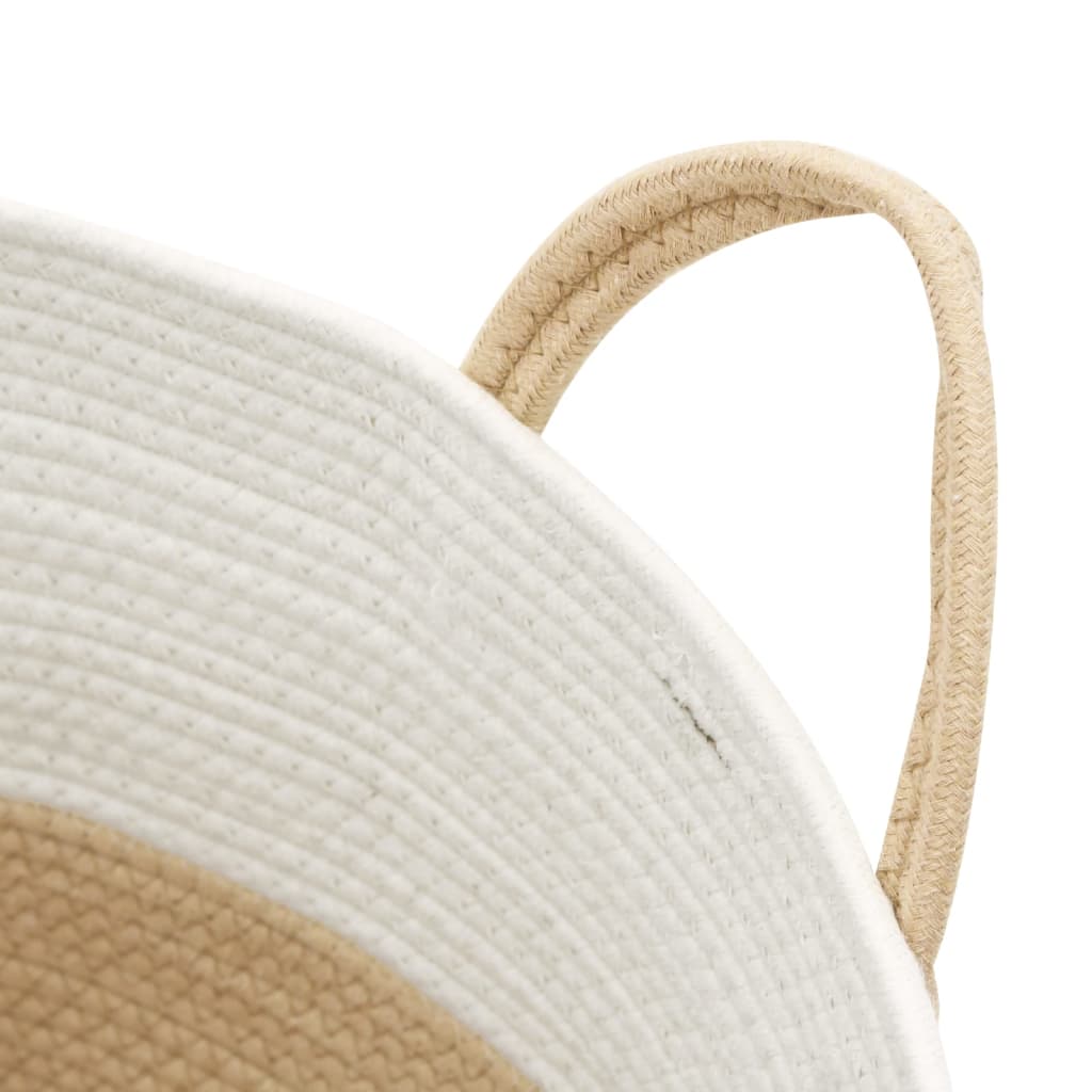 Oppbevaringskurv Beige Og Hvit Ø51X33 Cm Bomull
