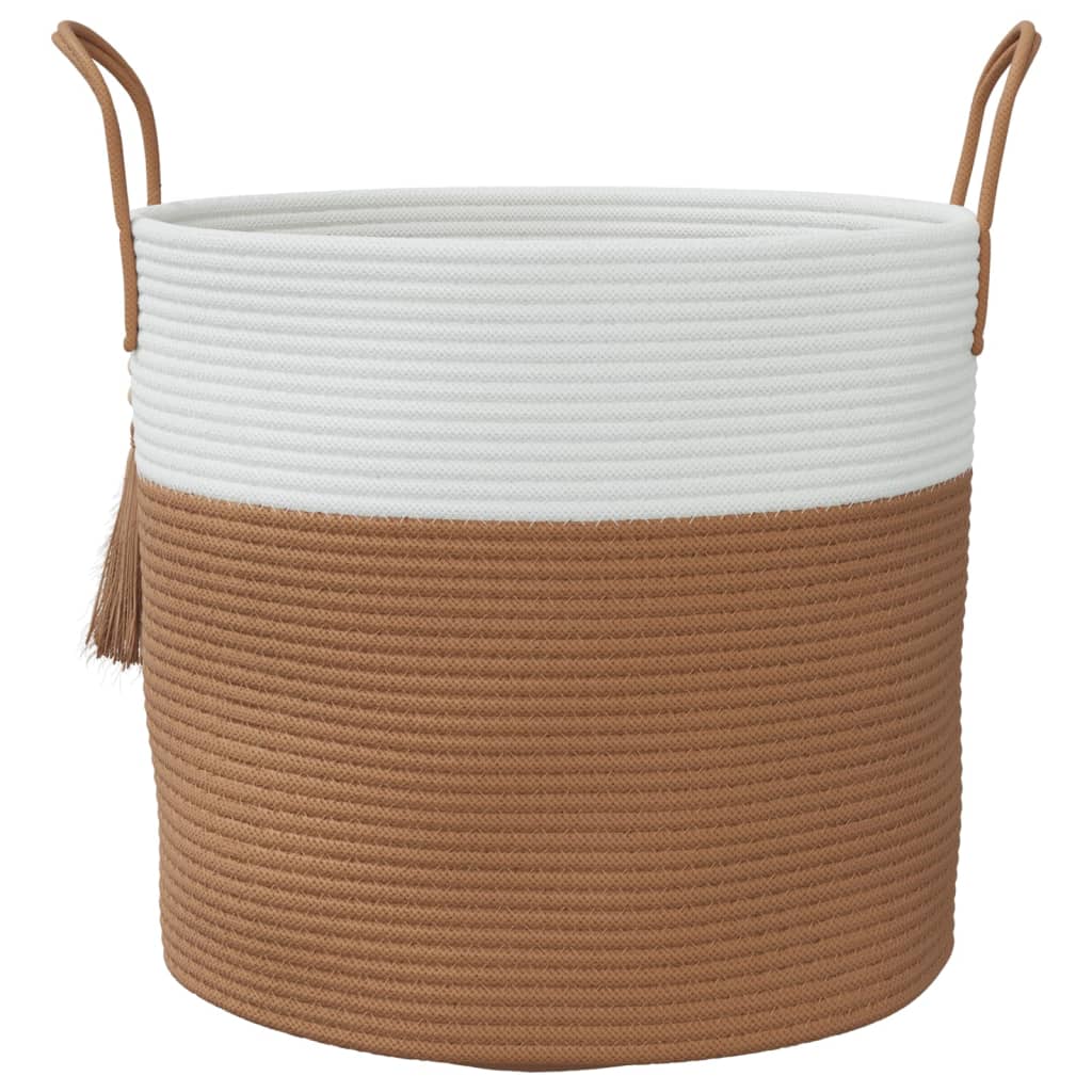 Oppbevaringskurv Brun Og Hvit Ø40X35 Cm Bomull