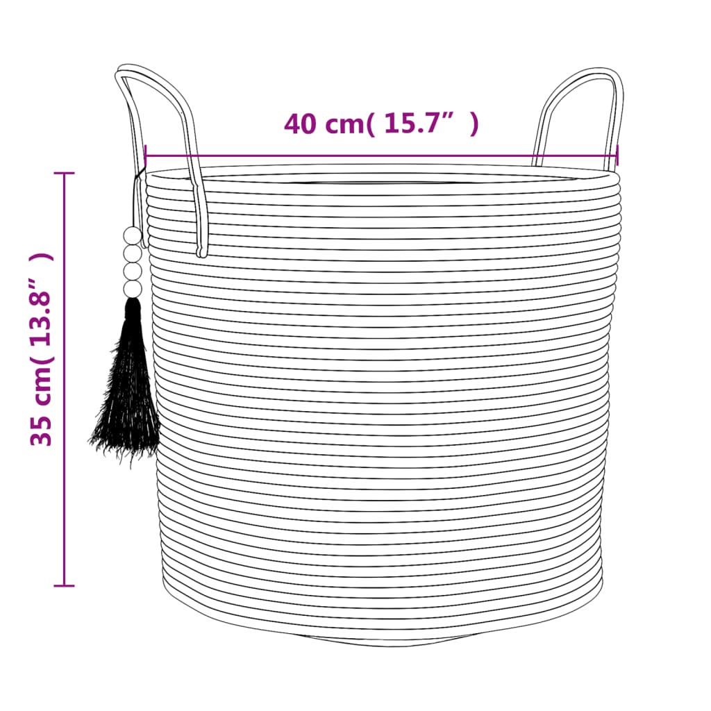 Oppbevaringskurv Brun Og Hvit Ø40X35 Cm Bomull