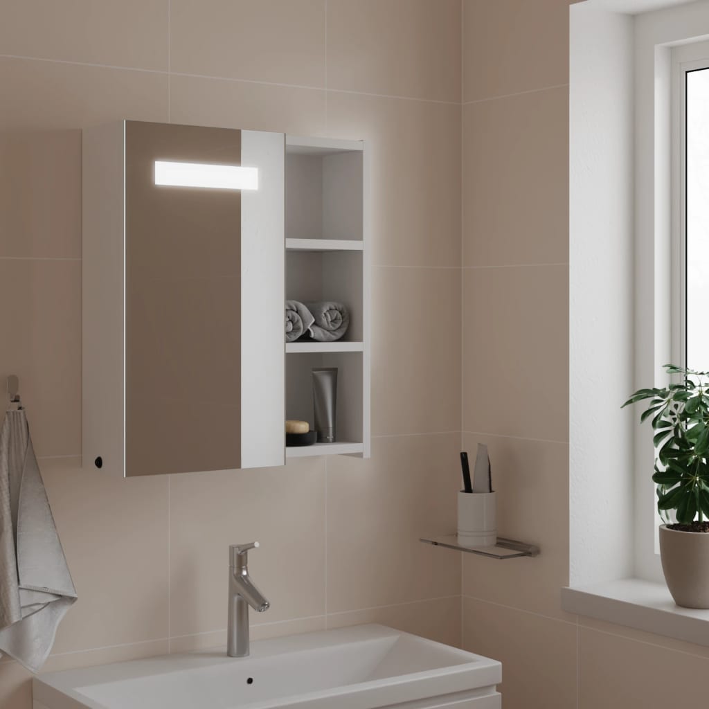 Baderomsspeilskap Med Led-Lys Hvit 45X13X52 Cm