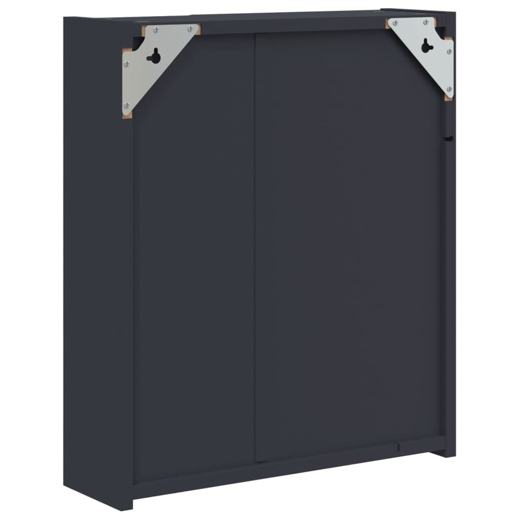 Baderomsspeilskap Med Led-Lys Grå 45X13X52 Cm