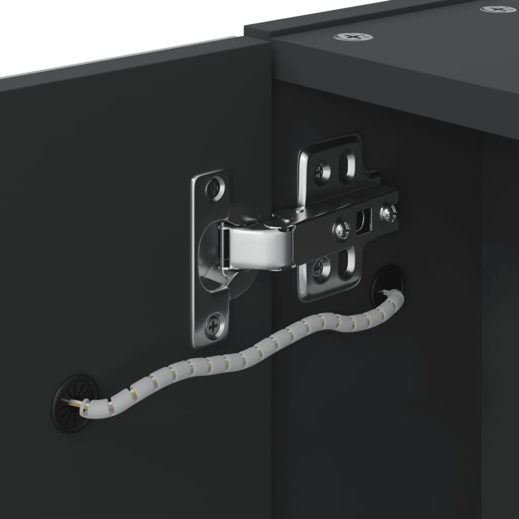 Baderomsspeilskap Med Led-Lys Svart 45X13X52 Cm