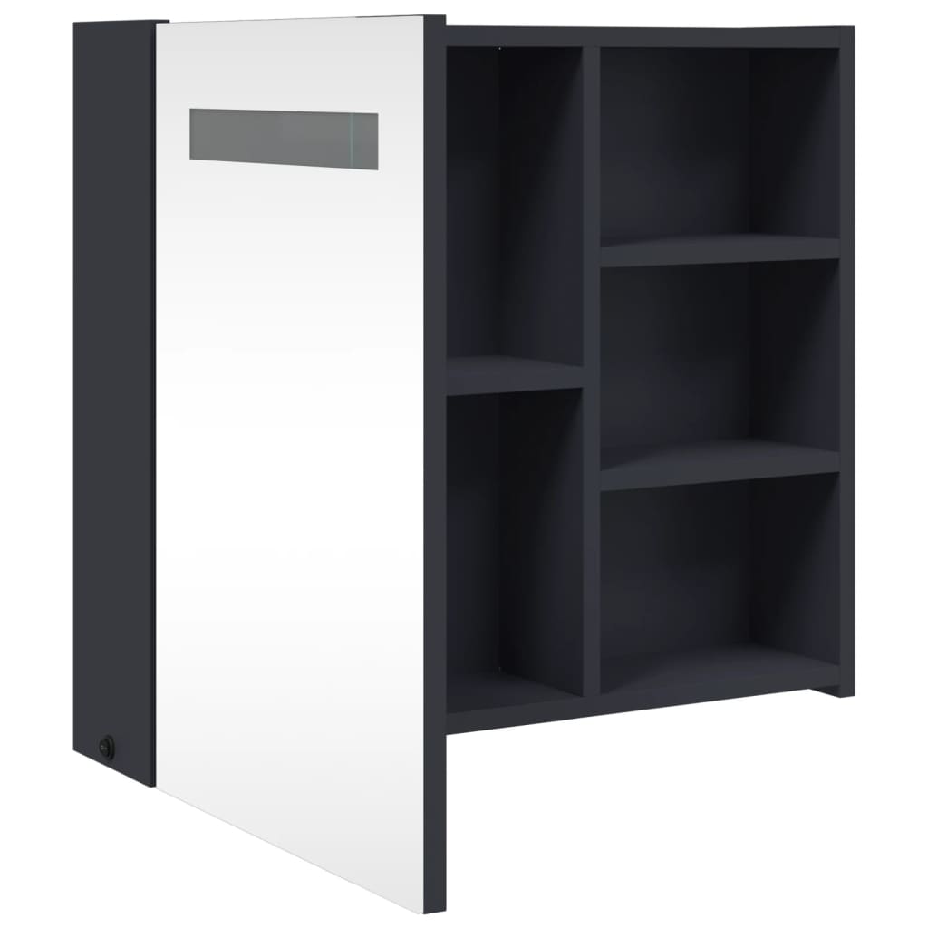 Baderomsspeilskap Med Led-Lys Grå 60X13X52 Cm