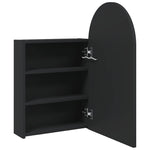 Baderomsspeilskap Med Led-Lys Buet Svart 42X13X70 Cm