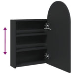 Baderomsspeilskap Med Led-Lys Buet Svart 42X13X70 Cm