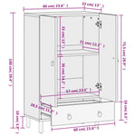 Highboard 60X33X100 Cm Heltre Mango